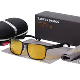 BARCUR Aluminium Magnesium Square Sunglasses Men Polarized Vintage