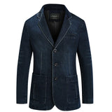 New Mens Denim Blazer Male Suit Jacket Oversized