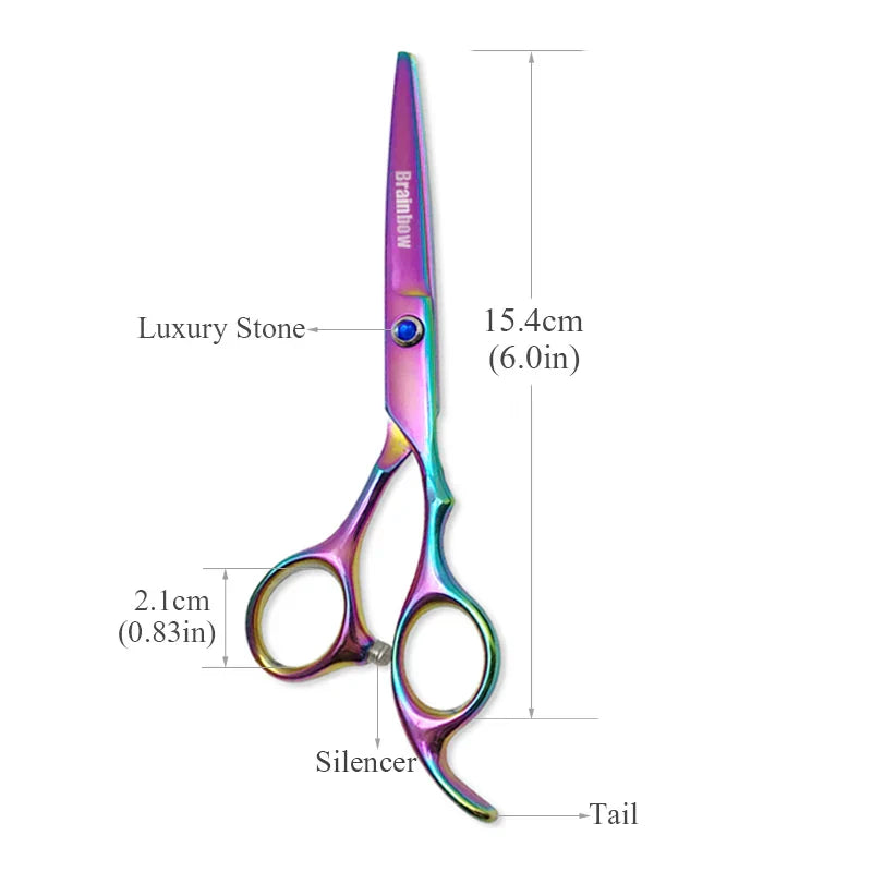 Brainbow 6''Hair Scissors Professional Barber Shop Hairdressing Styling