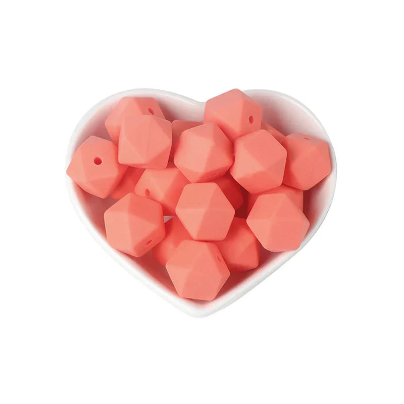 Joepada 100Pcs 14mm Hexagon Silicone Beads Food grade