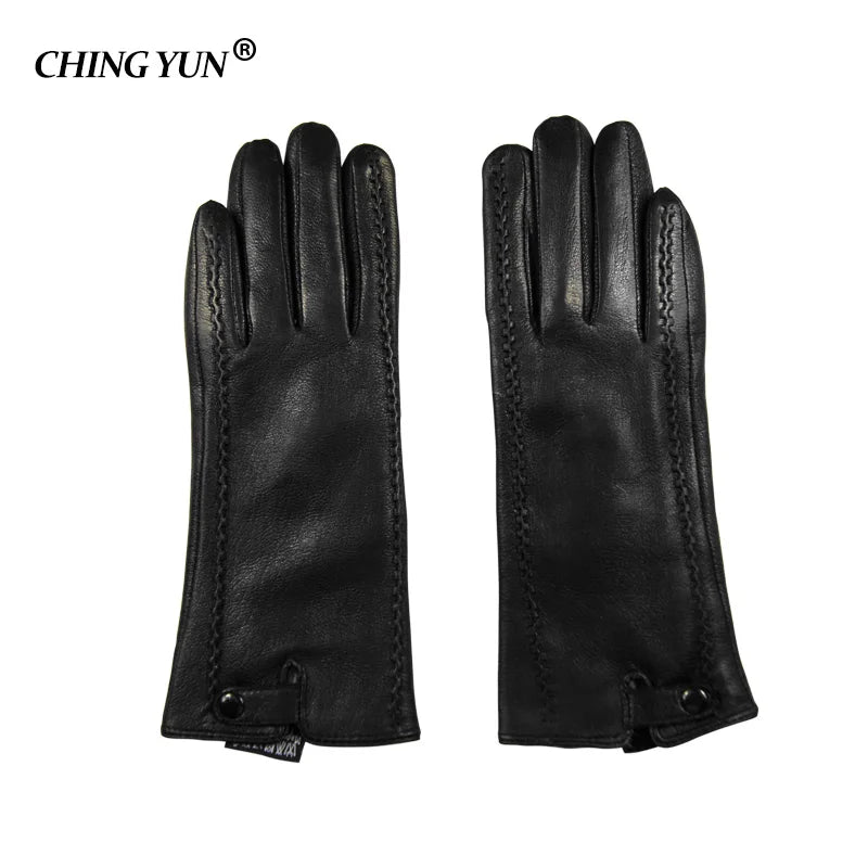 New Women's Gloves Genuine Leather Winter Warm Fluff