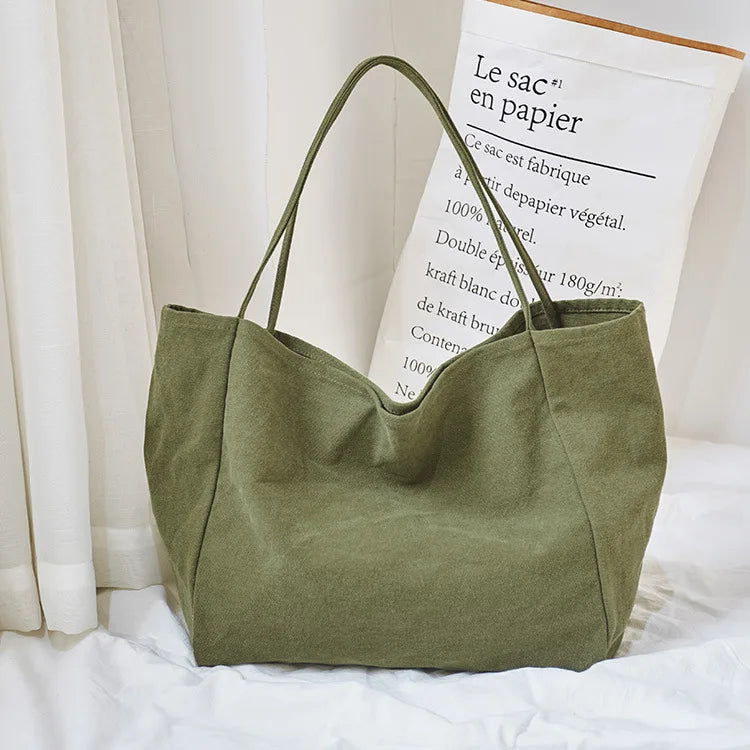 Women Big Canvas Shopping Bag Reusable Soild Extra Large Tote Grocery Handbag Eco Shopper Shoulder Bags Ladies Thick Cloth Purse