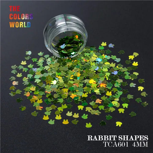 TCT-163 Holographic Color Rabbit Shape 4MM Glitter bunny