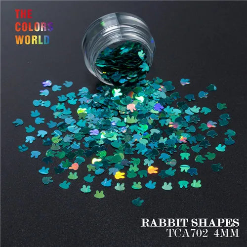 TCT-163 Holographic Color Rabbit Shape 4MM Glitter bunny