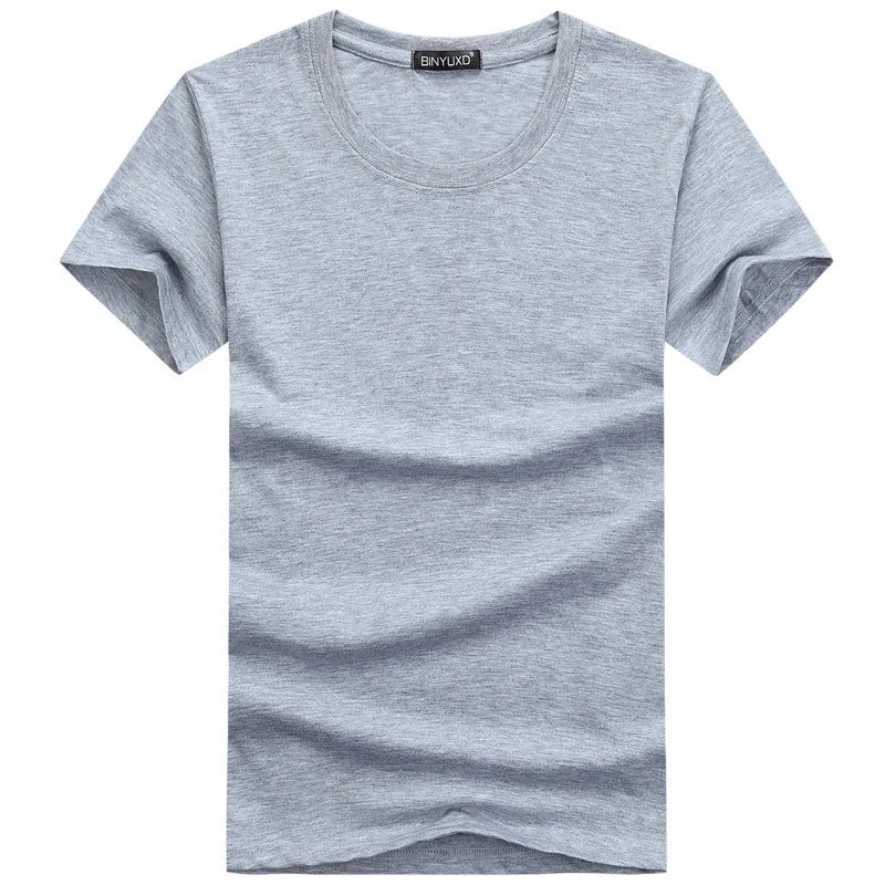 Casual Style Plain Solid Color Men's T-shirts Cotton