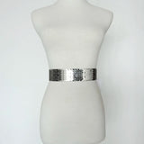 4.5cm Wide Elastic Black Belt Gold Metal Fish