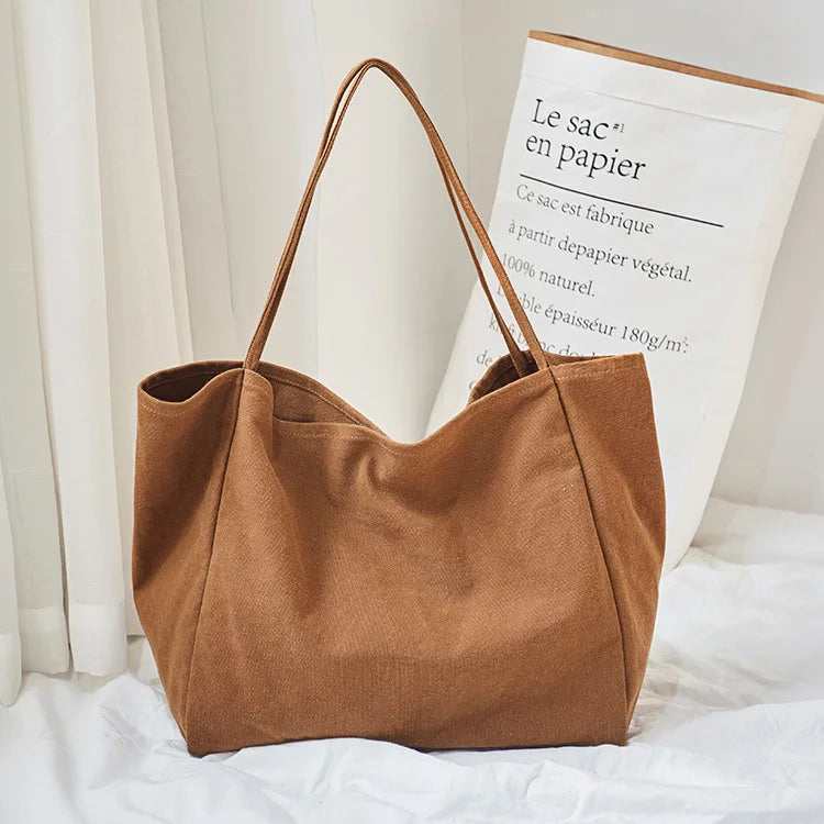 Women Big Canvas Shopping Bag Reusable Soild Extra Large Tote Grocery Handbag Eco Shopper Shoulder Bags Ladies Thick Cloth Purse