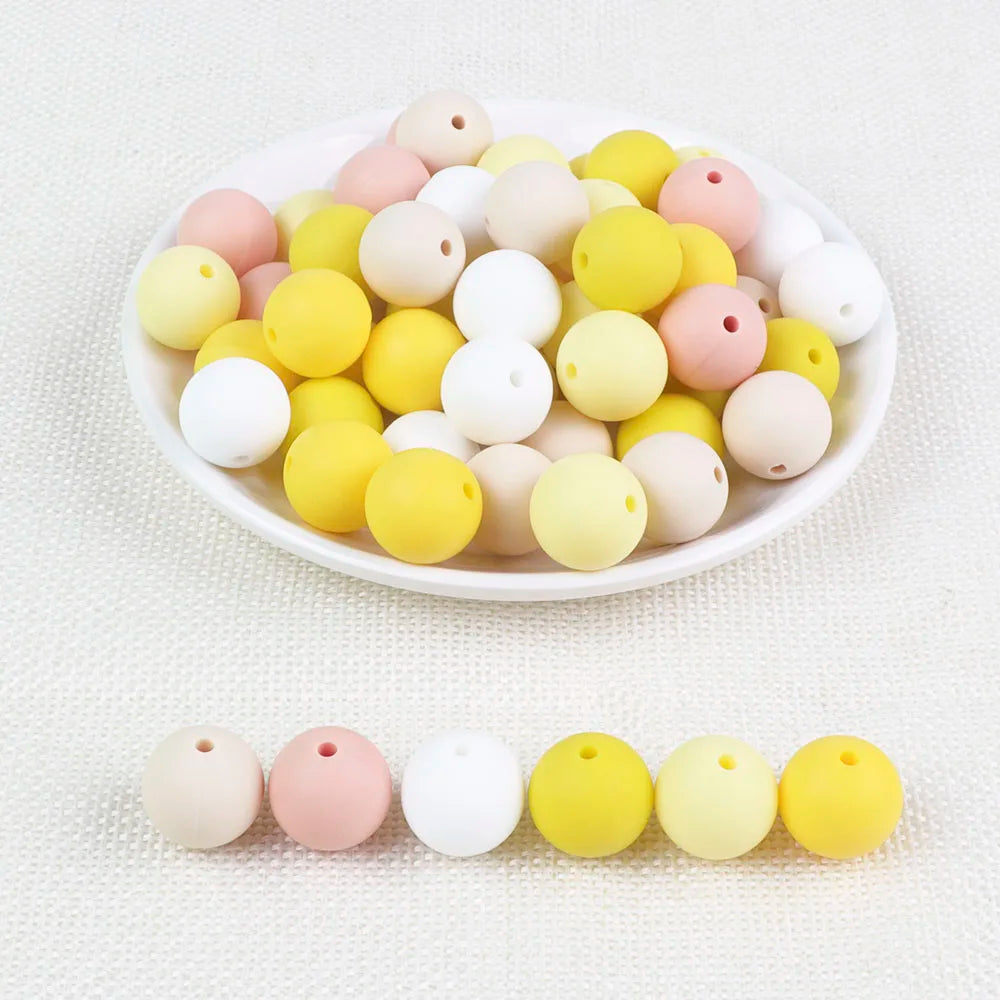 Joepeada 300Pcs/lots 12mm Round Silicone Teething Beads Food