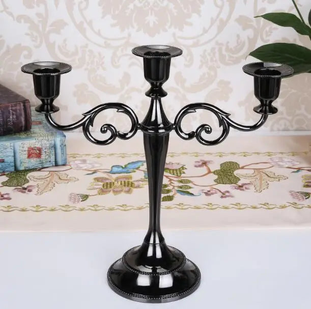 Silver Gold Black Bronze Metal Candlestick Holder Retro