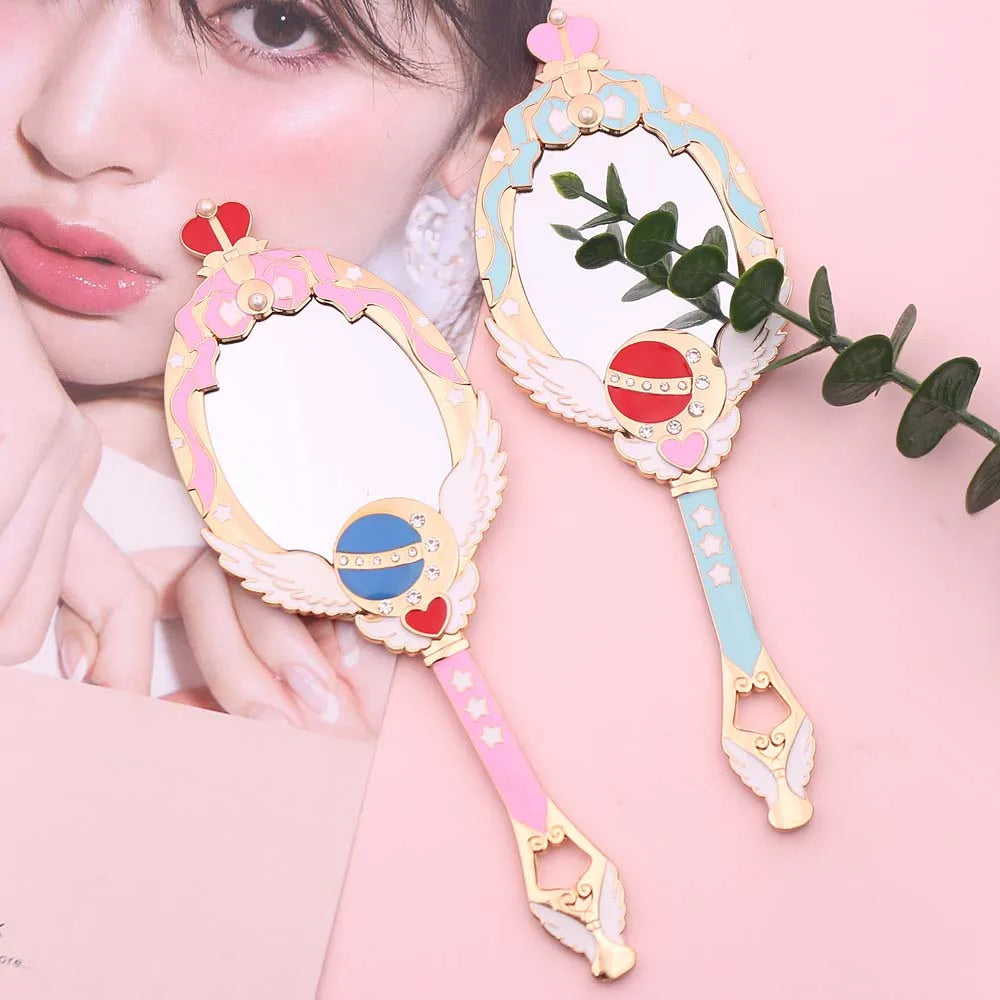 Anime Moon Metal Oval Hand Held Makeup Mirror