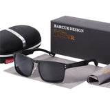 BARCUR Aluminium Magnesium Square Sunglasses Men Polarized Vintage