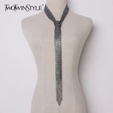 TWOTWINSTYLE Tie Necklace With Scarf For Women Diamonds