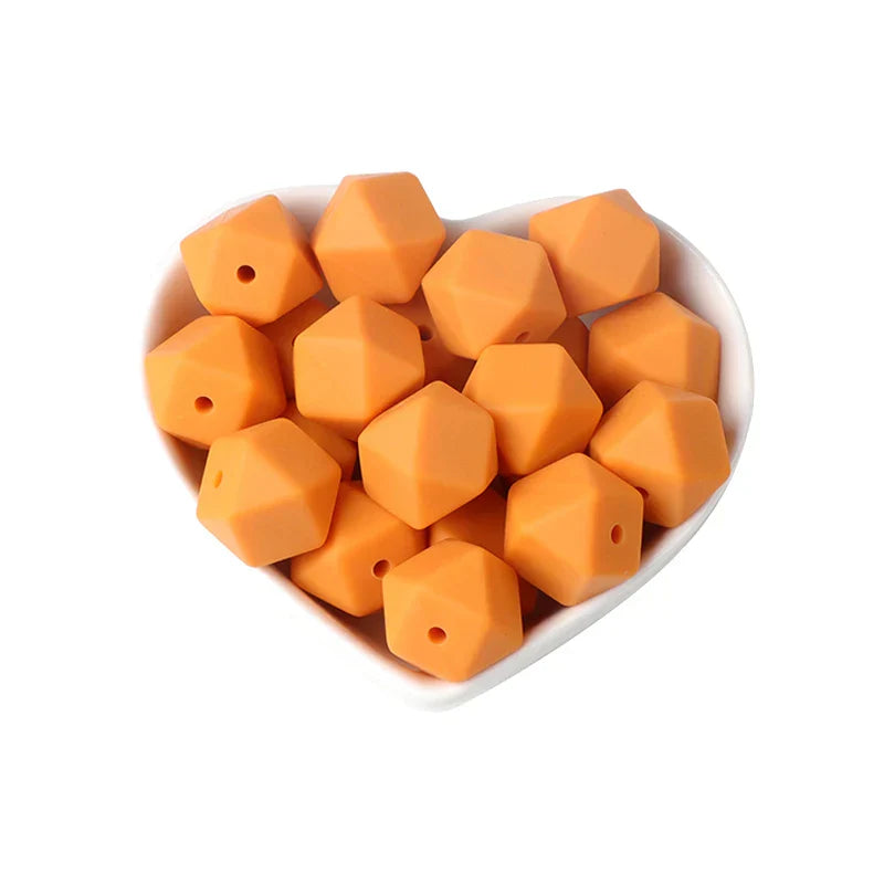 Joepada 100Pcs 14mm Hexagon Silicone Beads Food grade