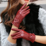 2020 women's genuine leather gloves red sheepskin gloves