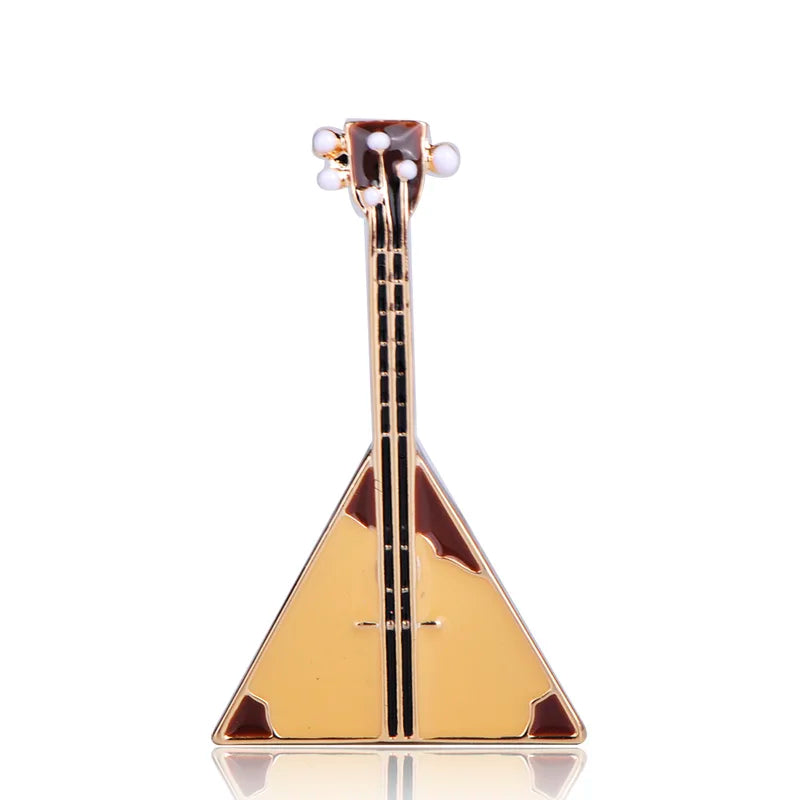 FUNMOR Red Enamel Guitar Balalaika Shape Brooch Musical