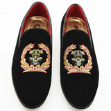 movechain Men's Suede Leather Loafers Mens Casual Embroidery