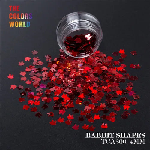 TCT-163 Holographic Color Rabbit Shape 4MM Glitter bunny