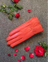 2020 women's genuine leather gloves red sheepskin gloves