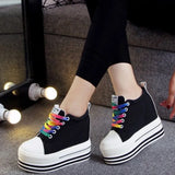 2023 Women's High Platform Wedge Canvas Sneakers – 12CM Hidden Heels