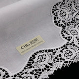 A007: White premium cotton lace handkerchiefs crochet hankies