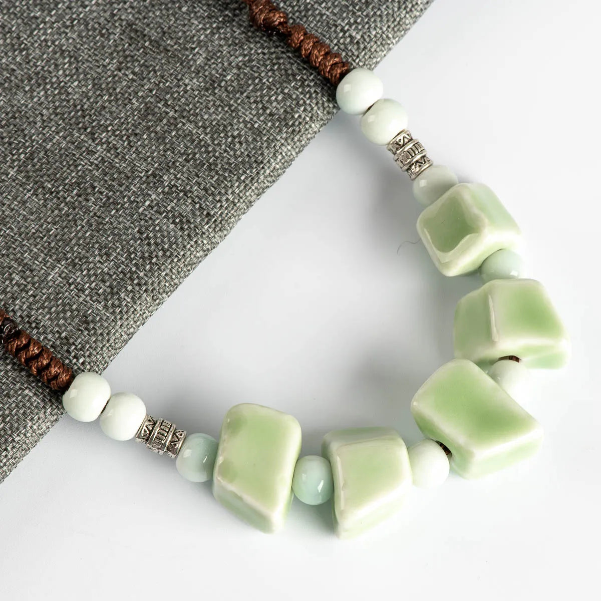 Colorful Irregular shape Ceramic Beads Neckalce artware Antique