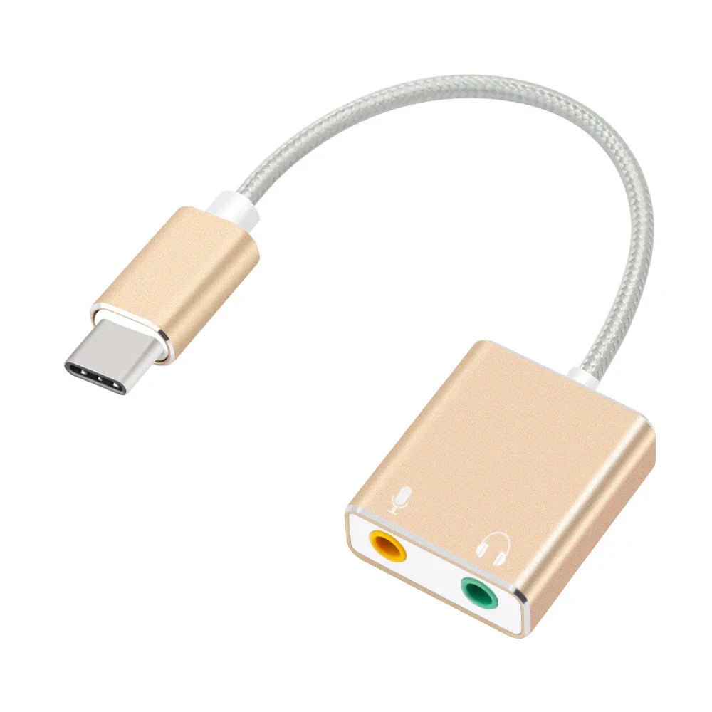 USB Type C Type-C External Sound Card Adapter