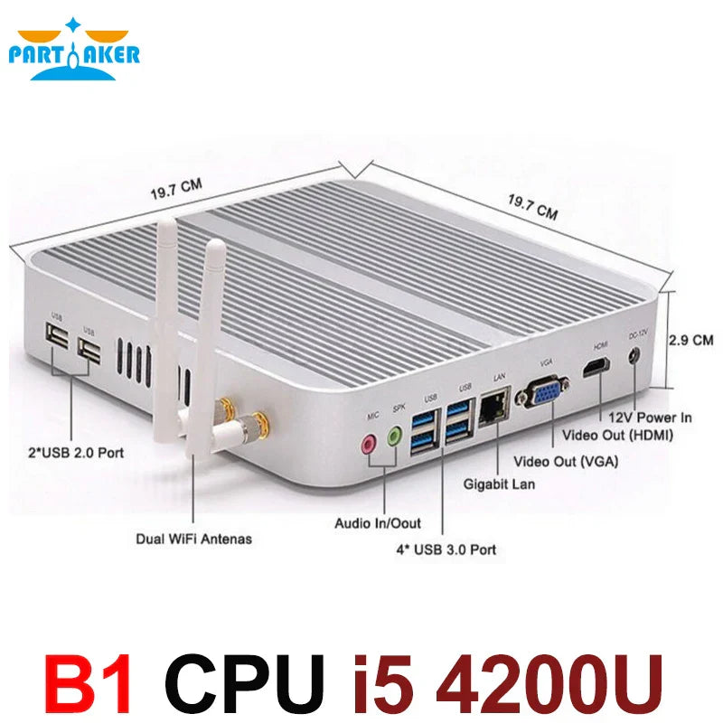 Fanless 4K HTPC TV Box Nuc Computer Barebone