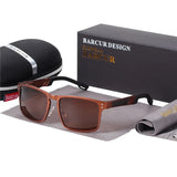 BARCUR Aluminium Magnesium Square Sunglasses Men Polarized Vintage