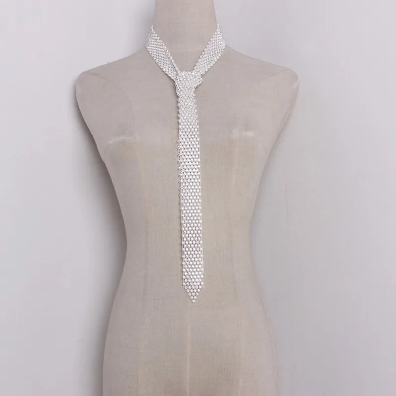 TWOTWINSTYLE Tie Necklace With Scarf For Women Diamonds