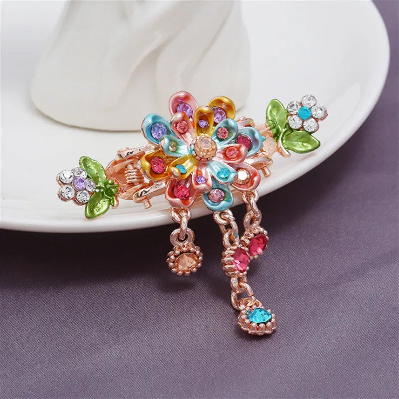 High Quality Colorful Enamel Flower Hair Claws Wedding