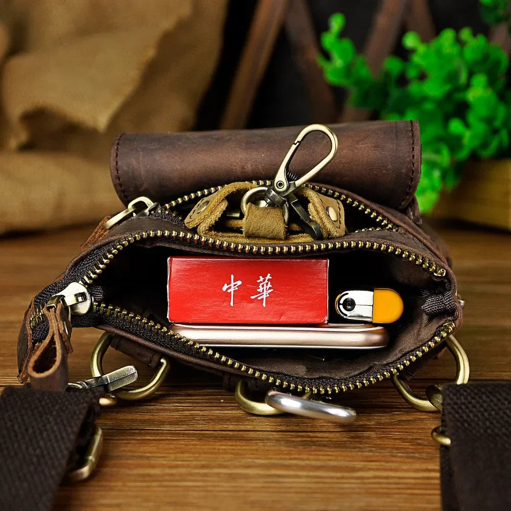 Original Leather Male Casual Design Mini Shoulder Messenger