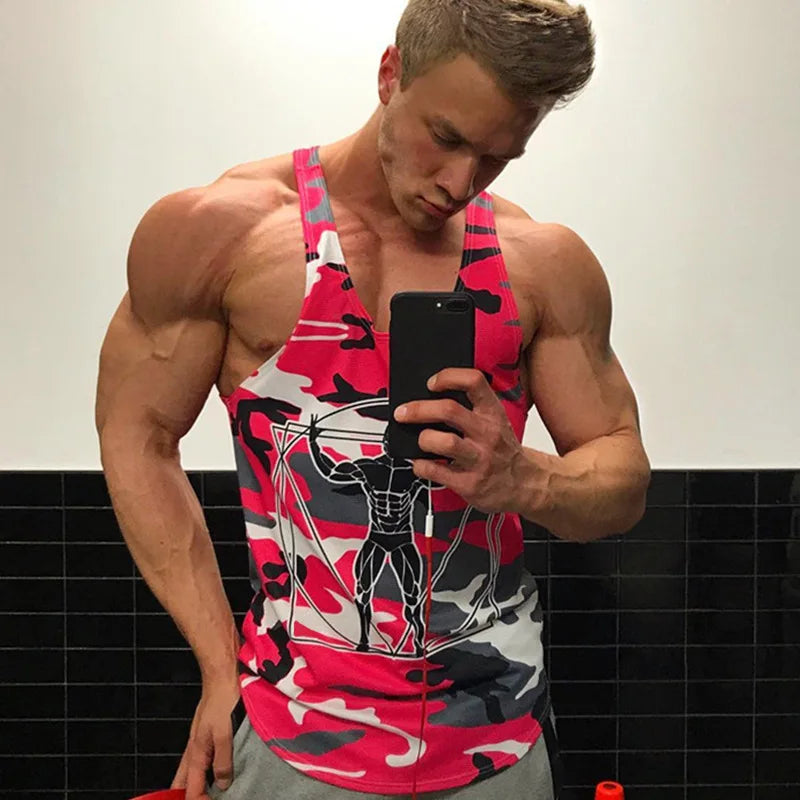 Men Bodybuilding Tank Tops Camouflage Sleeveless Shirt Gym