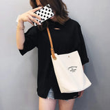 Women Casual Canvas Shoulder Bags PU Leather Strap