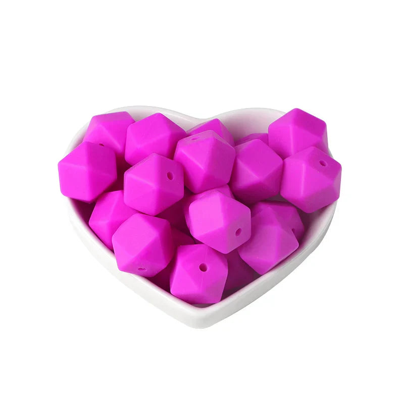 Joepada 100Pcs 14mm Hexagon Silicone Beads Food grade