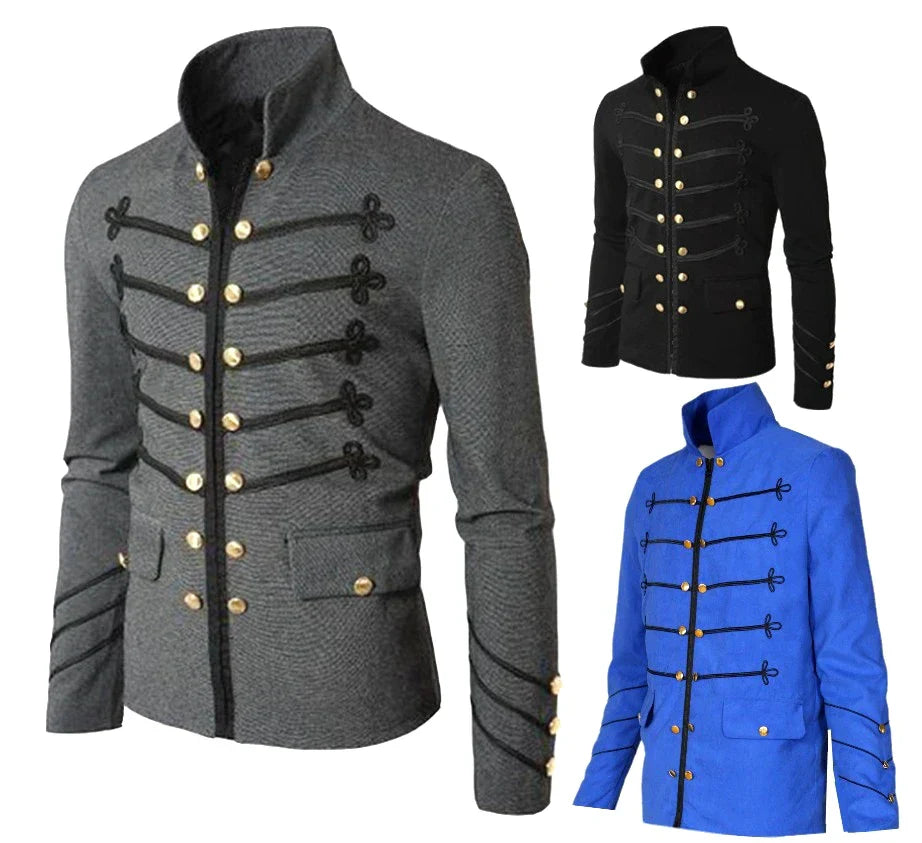 Steampunk Men Gothic Clothing Military Jackets Medieval Vintage