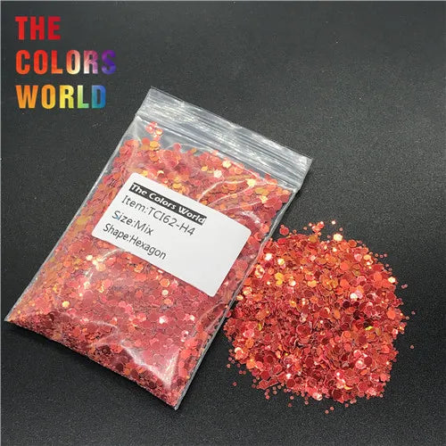 TCT-237 Hexagon Shape Mix Size Nails Glitter Nail