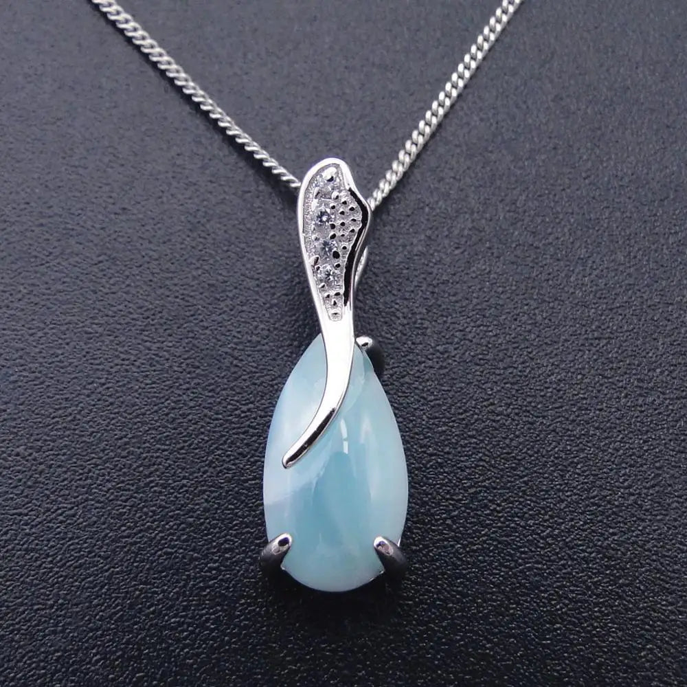 925 Sterling Silver Jewelry Dominica Natural Larimar Gemstone