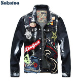 Sokotoo Men's badge patches painted blue black denim