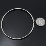 Round Pendant with All Crystal Cuff Bangles Metal