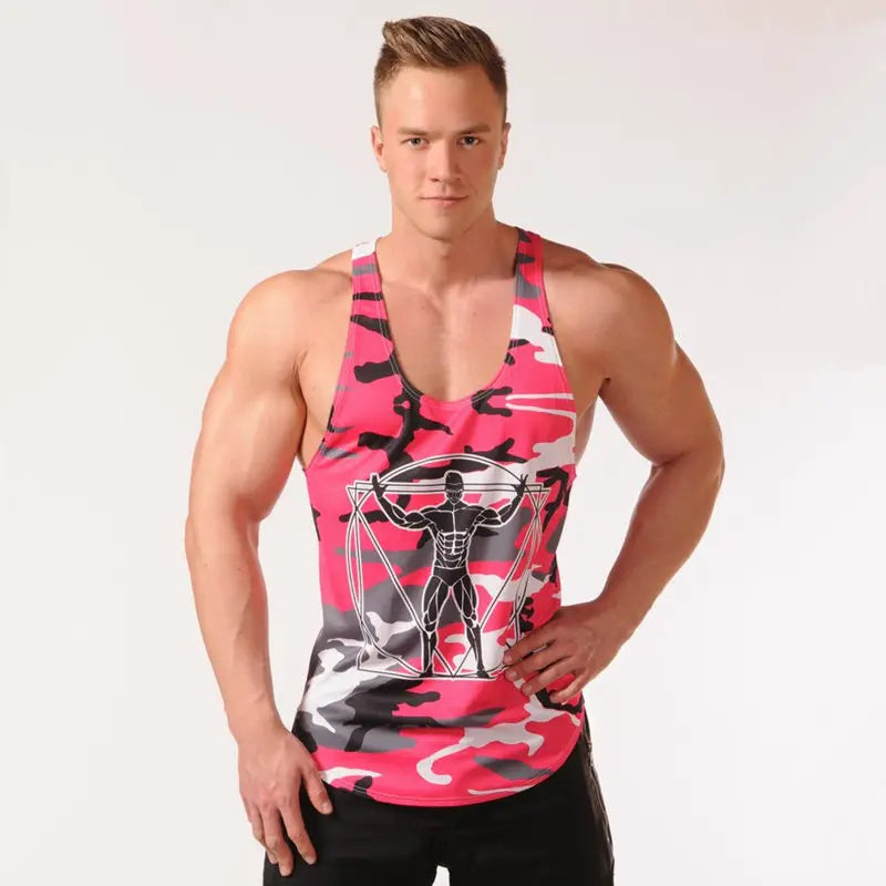 Men Bodybuilding Tank Tops Camouflage Sleeveless Shirt Gym