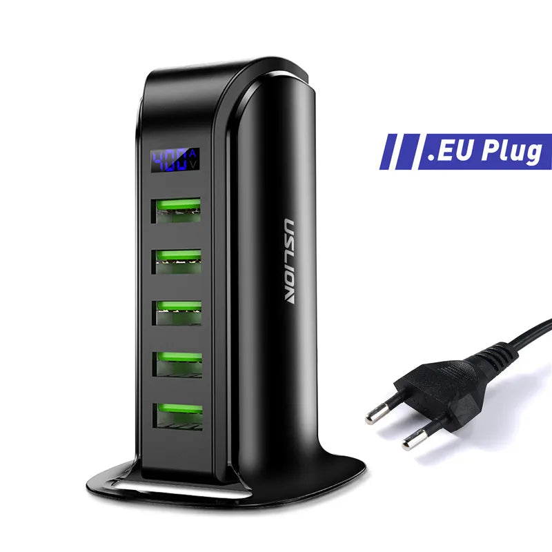 USLION 5 Ports USB Charger HUB LED Display