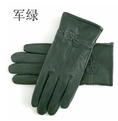 2020 women's genuine leather gloves red sheepskin gloves