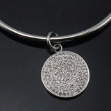 Round Pendant with All Crystal Cuff Bangles Metal