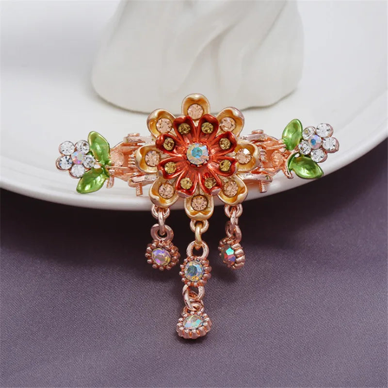 High Quality Colorful Enamel Flower Hair Claws Wedding
