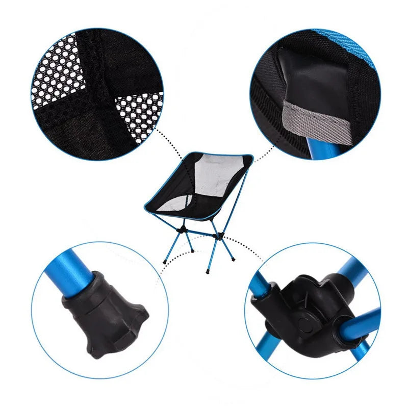 Lightweight Compact Folding Camping Backpack Chairs, Portable Foldable