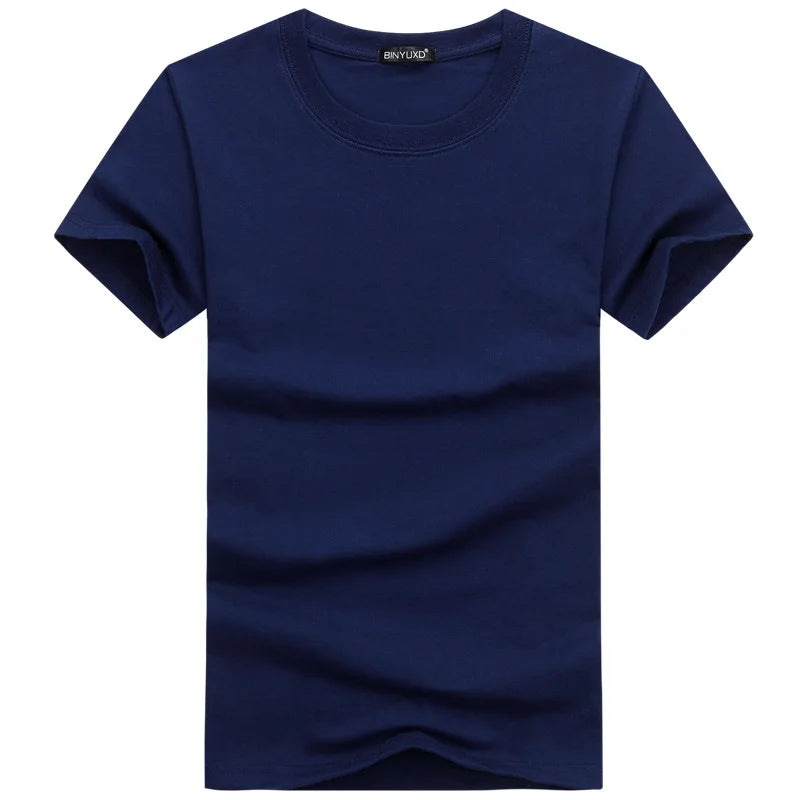 Casual Style Plain Solid Color Men's T-shirts Cotton