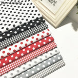 100 Cotton Twill Textile BLACK RED GRAY Polka