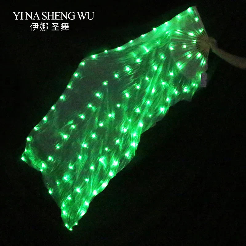 Silk LED Rainbow Dance Fans Women Belly