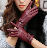 2020 women's genuine leather gloves red sheepskin gloves