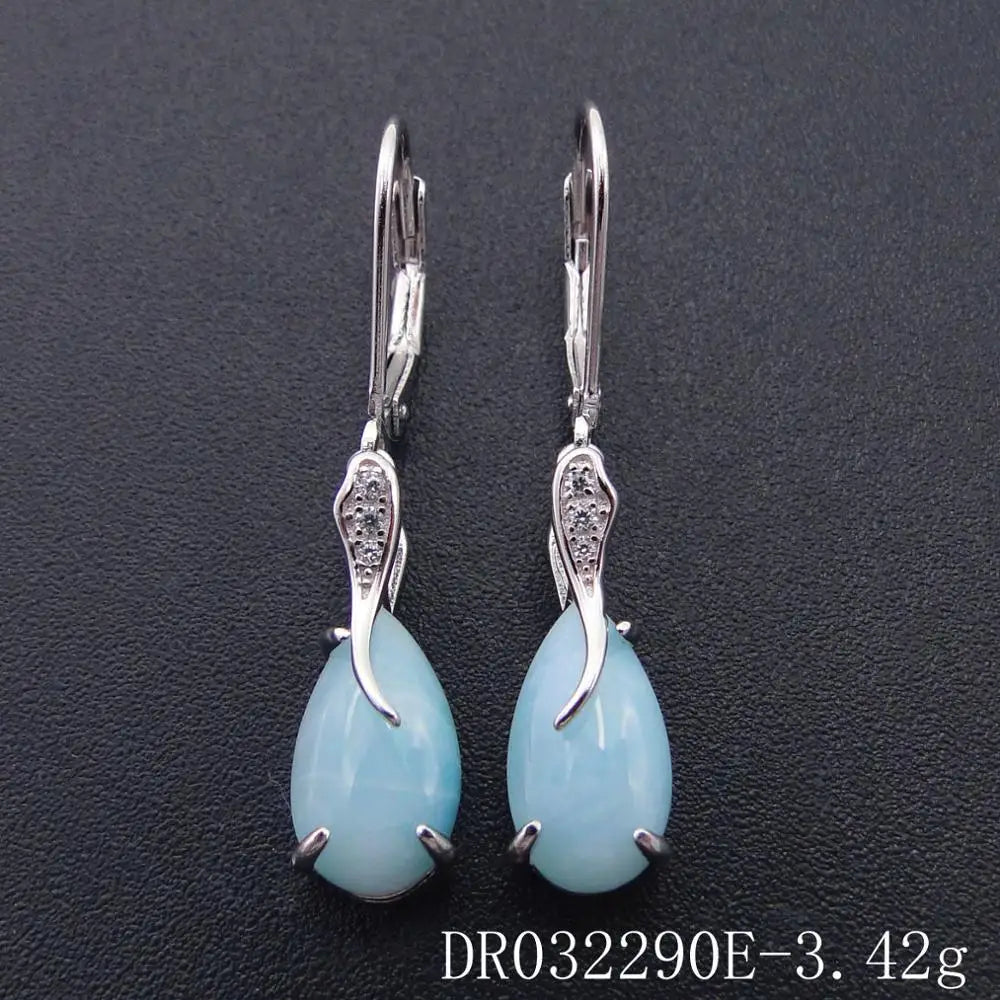 925 Sterling Silver Jewelry Dominica Natural Larimar Gemstone